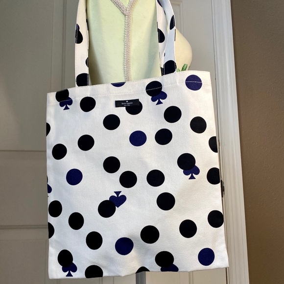 NEW Kate Spade ♠️ Polka Dot + Spade Canvas Tote! *Shorter shoulder strap* - Picture 6 of 14